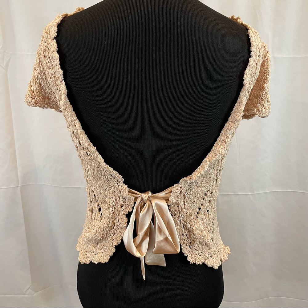 Cap sleeve cardigan with bow